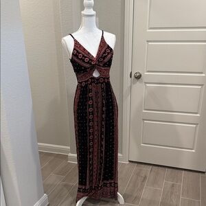 Angie Black and Red Floral Maxi Dress